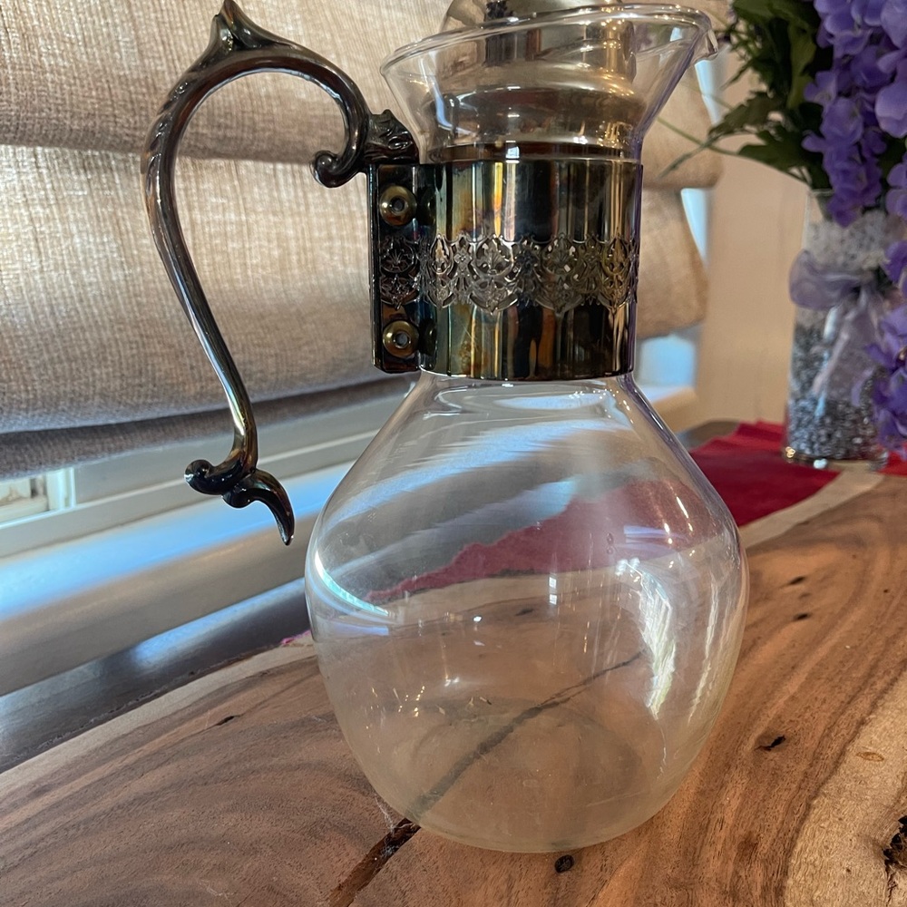 Vintage Glass and Silver Plated Pitcher